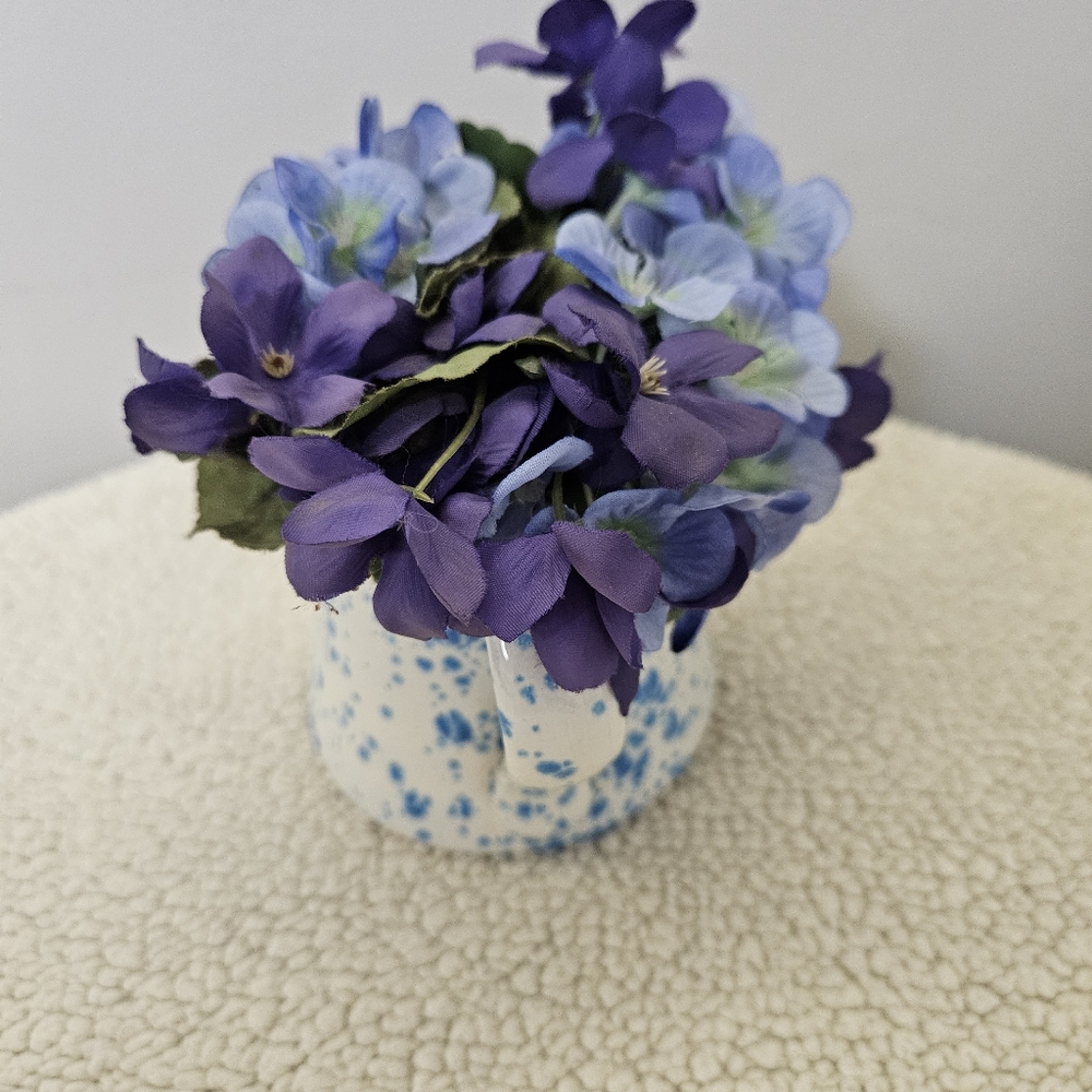 Blue and Purple Floral Ceramic Vase - Picture 7 of 16